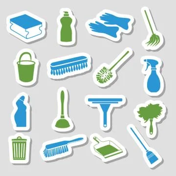 Cleaning stickers Stock Illustration
