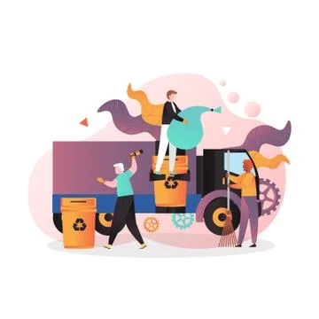 Cleaning street vector concept for web banner, website page Stock Illustration