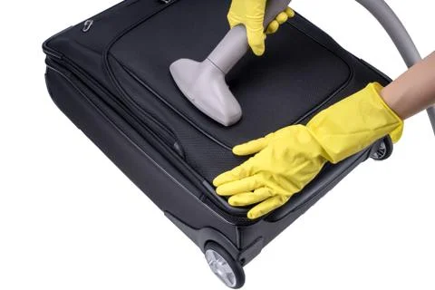 Cleaning of suitcase Foto stock
