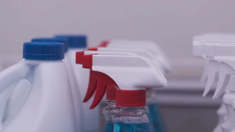 Cleaning Supplies. Donations for a community shelter. Stock Footage