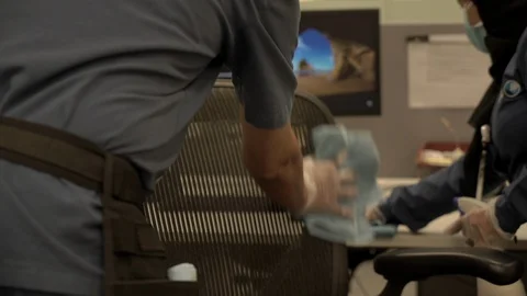 Cleaning table from bank. Stock Footage 128841164