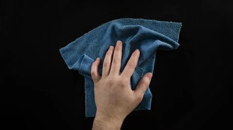 Cleaning table with blue cleaning cloth Stock-Fotos