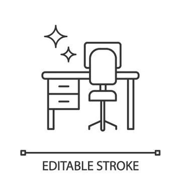 Cleaning table desk linear icon 스톡 일러스트