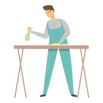 Cleaning table man icon cartoon vector. Work person Illustrazione stock