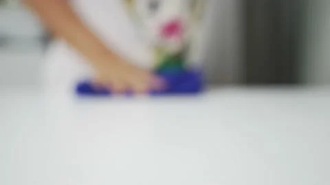 Cleaning table surface by microfiber cloth Video stock 150300537