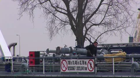 Cleaning tanker Stock Footage 10796090