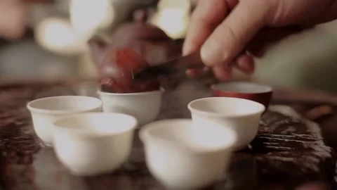 Cleaning tea set Stock Footage 235134300