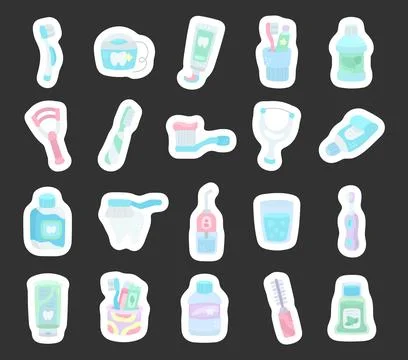 Cleaning teeth set in scandinavian style Stock Illustration