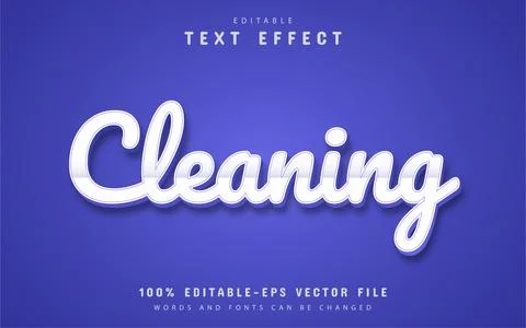 Cleaning text effect editable Stock Illustration