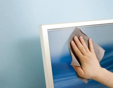 Cleaning a TFT screen Stockfoto's