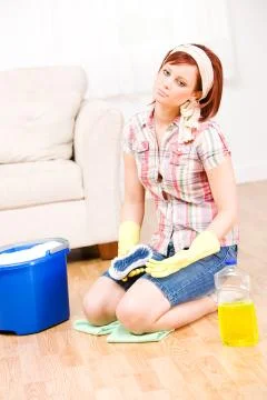 Cleaning: tired of spring cleaning Stock Photos