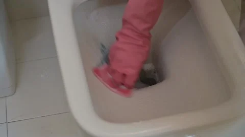 Cleaning Toilet Stock Footage 296961763