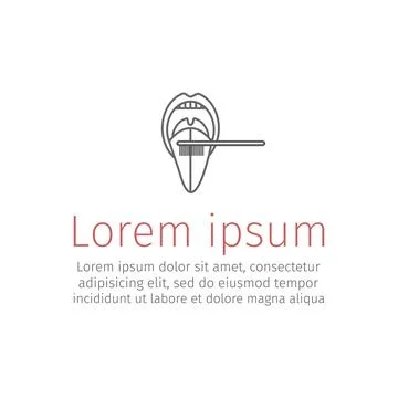 Cleaning tongue using toothbrush line icon. Stock Illustration