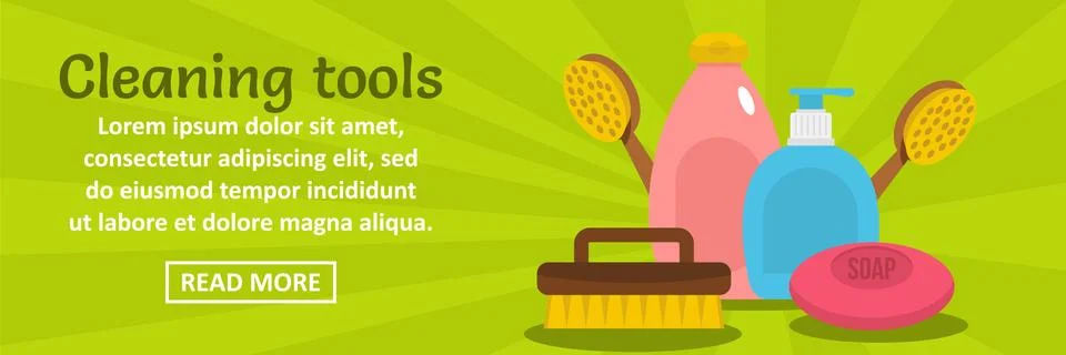 Cleaning tools banner horizontal concept 스톡 일러스트