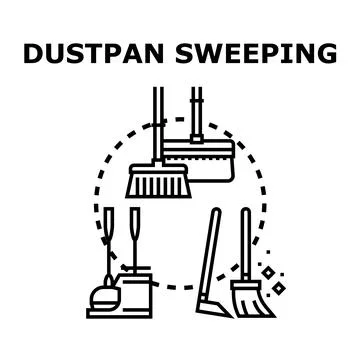Cleaning tools dustpan broom sweeping service concept イラスト素材