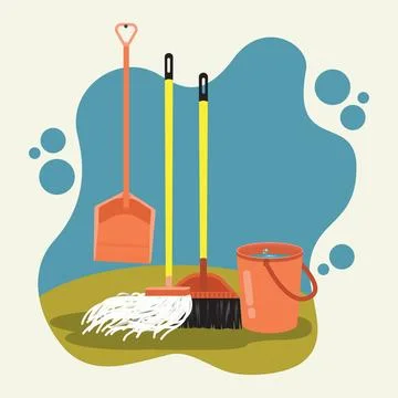 Cleaning tools graphic vector illustration Stock Illustration