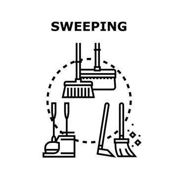 Cleaning tools for home sweeping and hygiene Stock Illustration