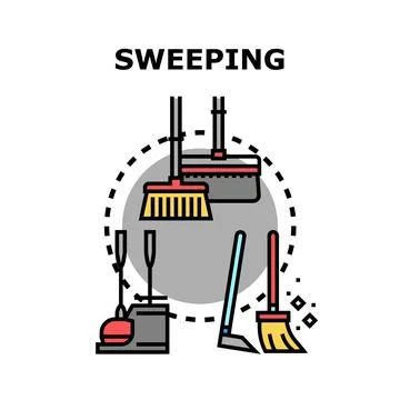 Cleaning tools for home sweeping and hygiene Stock Illustration