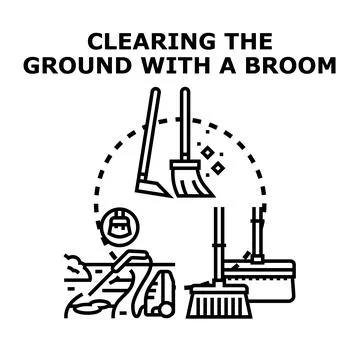 Cleaning tools maintaining hygiene line illustration concept Stock Illustration