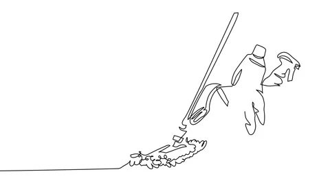 Cleaning tools mop, bucket, detergent, gloves animated illustration. One Stock Footage 299724533