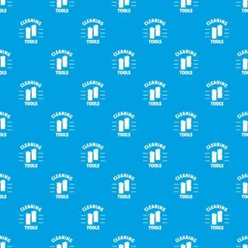 Cleaning tools pattern vector seamless blue Stock Illustration