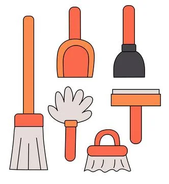 Cleaning Tools Set Elements. Collection of washing equipment. Ilustración de archivo