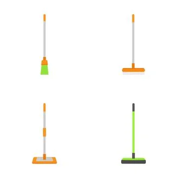 Cleaning tools set flat vector icons concept Stock Illustration