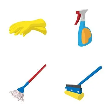 Cleaning tools set for hygiene and sanitation tasks Stock Illustration