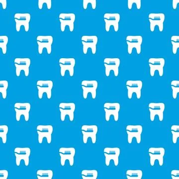 Cleaning tooth pattern vector seamless blue Stock Illustration