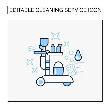 Cleaning trolley line icon Stock Illustration
