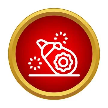 Cleaning vacuum machine working icon on red background Illustrazione stock