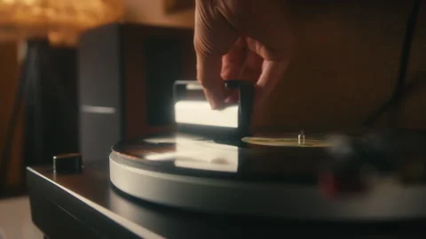 Cleaning the vinyl record Stock Footage 288352161