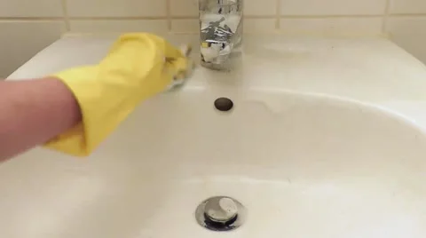 Cleaning the washbasin Stock Footage 44242267