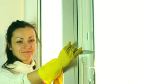 Cleaning a window Stock Footage 21768205