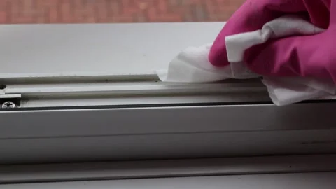 Cleaning window frame Video stock 133059428