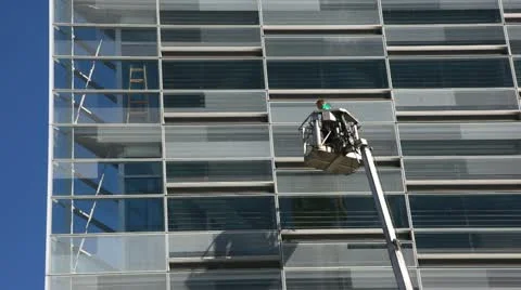 Cleaning Windows at The Crystal Stock Footage 10922329