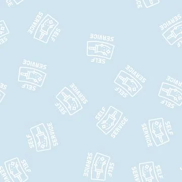 Cleaning windows self car wash service line seamless pattern Ilustración de archivo