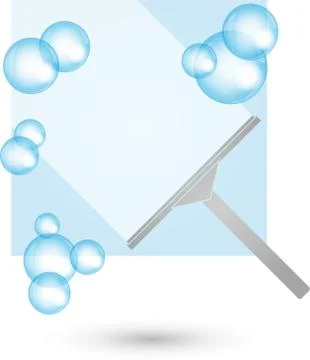 Cleaning windows, soap bubbles, cleaning, cleaning company, logo Stock Illustration