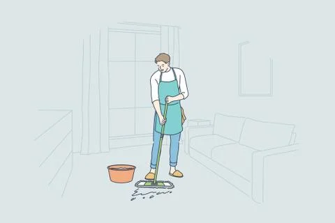 Cleaning, work, occupation, home concept 库存插图
