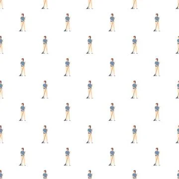 Cleaning worker sweeping floor seamless pattern design Stock Illustration