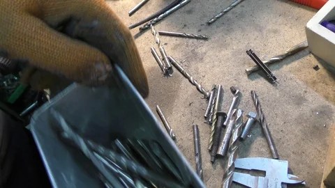 CleaningCleaning the workplace. Tool and drill. Stock Footage 118538963