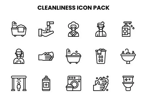 Cleanliness Line UI Icons Pack Stock Illustration