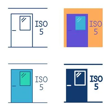 Cleanroom door icon set Stock Illustration