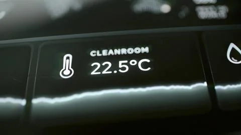 Cleanroom temperature panel displaying 22.5 C Stock Photos