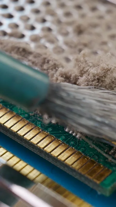 Cleans from dust memory module for PC with contact pins Stock Footage 284207982