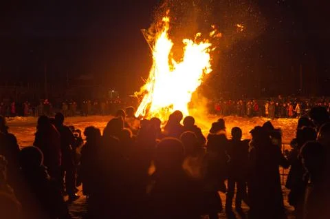 Cleansing fire before eastern new year Stock Photos