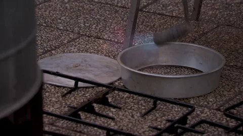 Cleansing Passover kitchen utensils with fire. Jerusalem. C0067-2 Stock-Footage 98542874