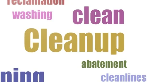 Cleanup Word Cloud Animated On White Background Stock Footage 107210187