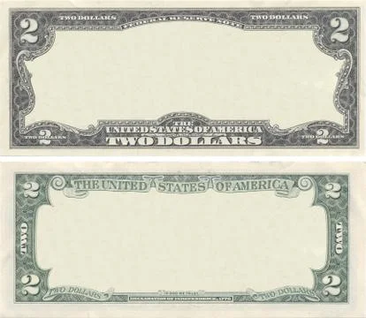 Clear 2 dollar banknote pattern for design purposes Stock Illustration