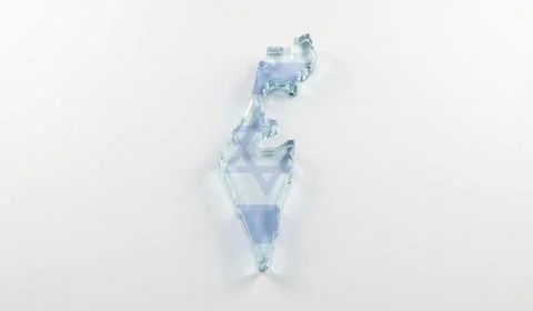 Clear 3d rendering map of israel with national flag on simple white backgroun Stock Illustration